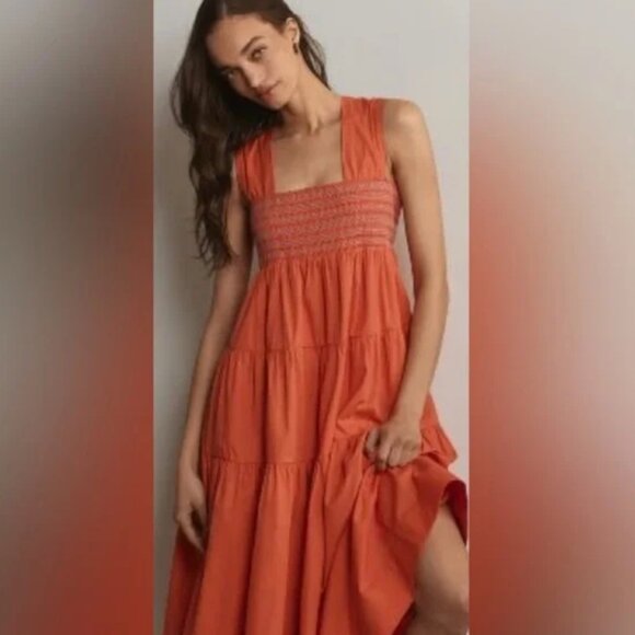 Anthropologie Dresses & Skirts - Anthropologie Petite The Helena Square Neck Tiered Midi Dress Boho